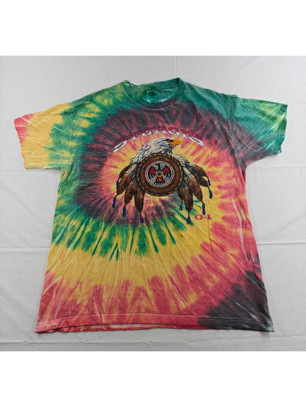 Vintage 2004 Sturgis Black Hills Rally Tie-Dye T-Shirt Large Fruit of the Loom
